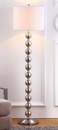 Miniatura 2 de SAFAVIEH - Colección de iluminación Reflections - Lámpara de pie moderna de granja rústica apilable de bola de níquel de 59 pulgadas, para sala