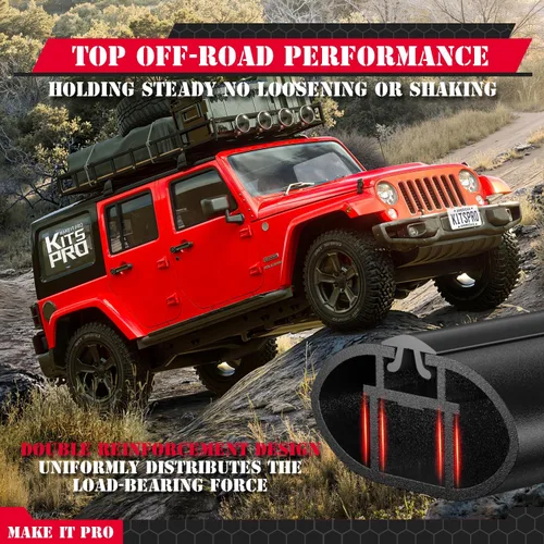 Miniatura 6 de KitsPro Barras transversales para portaequipajes de techo de 260 libras para Jeep Wrangler 2007-2026 y Gladiator 2020-2026 - Barras transversales