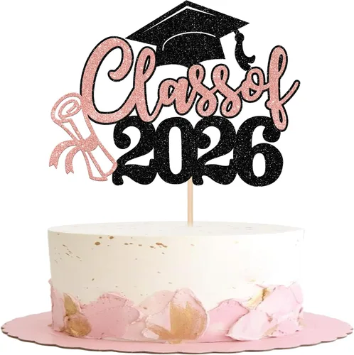 Miniatura 14 de 1 pieza de decoración de pastel de graduación de niña de tacón alto con tapa de graduación con purpurina 2024, selección de pastel de graduación Oro