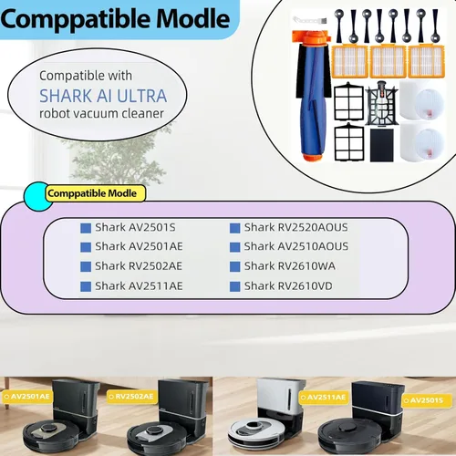 Miniatura 2 de Kit de repuesto compatible con Shark AI AV2501S AV2511AE AV2501AE RV2502AE RV2610WA AV2510AOUS RV2520AOUS RV2400WD AI Ultra 2 en 1, accesorios