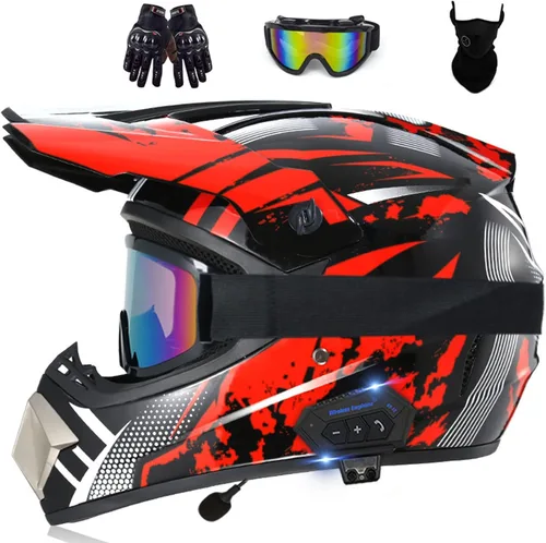 Casco de motocross Bluetooth para adultos, casco de motocross, aprobado por DOT/ECE, perfecto para motocicletas de motocross, motos de cross, ATV,