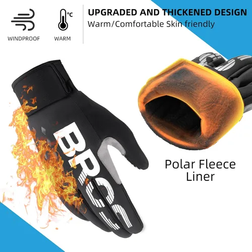 Miniatura 2 de ROCKBROS Guantes de ciclismo de invierno para pantalla táctil, guantes de bicicleta de montaña para clima frío, guantes de ciclismo para hombres