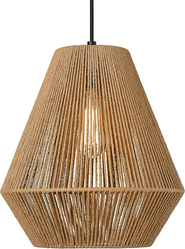 ELYONA Lámparas colgantes tejidas modernas boho lámpara colgante con pantalla de canasta de ratán tejida a mano de 12", luminarias colgantes
