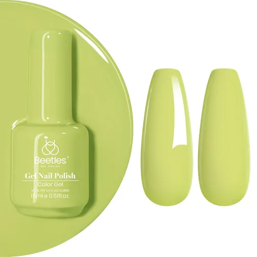 Miniatura 7 de Beetles - Esmalte de uñas de gel verde luminoso que brilla en la oscuridad, esmalte de uñas de gel que se absorbe con lámpara LED UV, arte de uñas