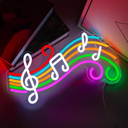 Miniatura 2 de Letrero de neón de música, regulable, nota musical, luz LED de neón para dormitorio, decoración de pared, estudio de música, fiesta, cumpleaños