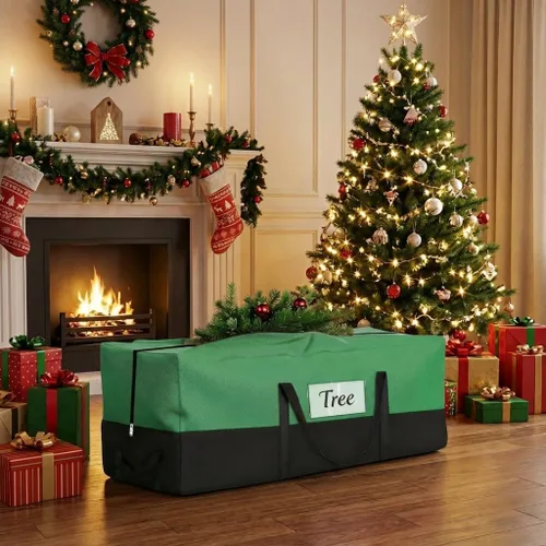 Miniatura 2 de Bolsa de almacenamiento para árbol de Navidad - Se adapta a árboles artificiales de hasta 8 pies de alto - Bolsa de almacenamiento festivo Verde