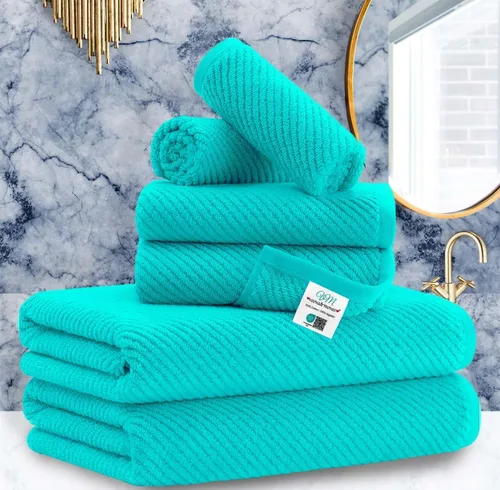 Miniatura 23 de VOOVA & MOVAS Toallas de baño amarillas – 100% algodón Secado rápido Peso Gruesas Suave, juego de 6 toallas de baño, 2 toallas grandes de 30