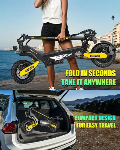 Miniatura 6 de Patinete eléctrico para adultos, 1200 W/2400 W Motor de pico Fast E, neumáticos todoterreno de 11 pulgadas, hasta 31/40 MPH y 20/45 millas de largo