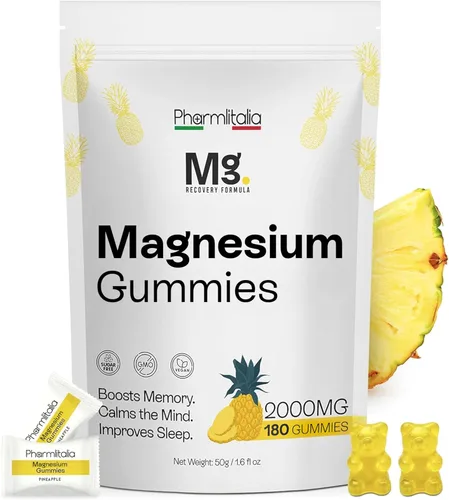 Miniatura 11 de Gomitas de magnesio L-treonato para adultos y niños, 2000 mg, suplementos cerebrales para memoria y concentración, gomitas de magnesio calmantes