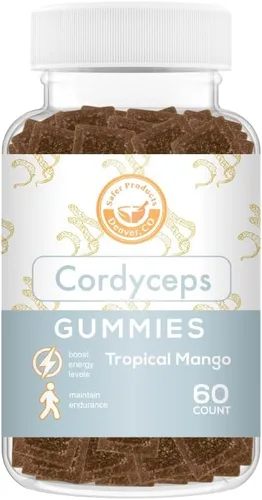 Cordyceps - Gomitas de hongos, pueden apoyar la energía, la resistencia y la resistencia, sabor a mango tropical, veganas, sin OMG, sin gluten, sin