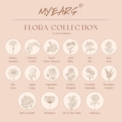 Miniatura 6 de MYEARS - Collar con dije de moneda para mujer, personalizado con diseño de flores del mes de tu nacimiento, chapado en oro de 14 quilates