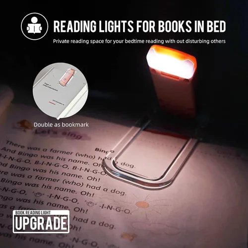 Miniatura 2 de EGWASER Luz de Lectura para Libros, Luz LED Portátil Recargable por USB con Clip para Libros para Leer en la Cama, 3 Niveles de Brillo Ajustable