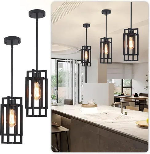 Miniatura 11 de Lámparas colgantes de granja, modernas luces colgantes doradas de 59 pulgadas, ajustable, pequeña, cuadrada, colgante de techo, para cocina, isla, 1