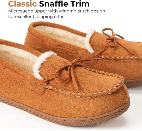 Miniatura 4 de HomeTop Mocasines para mujer, pantuflas de espuma viscoelástica para interiores y exteriores, zapatos para mujer