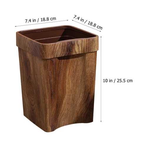 Miniatura 2 de Cabilock Contenedor de basura para adornos, papelera de madera con patrón de mármol, contenedor de basura de plástico, cubo de papel higiénico