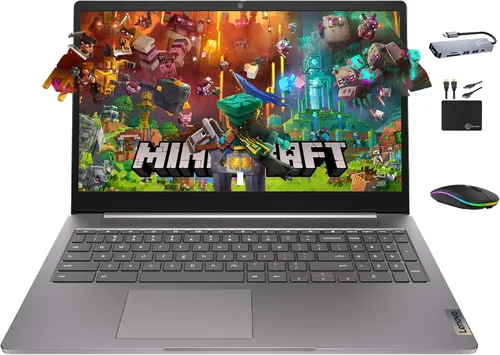 Computadora portátil Lenovo Chromebook Flagship de 15.6" FHD para negocios y estudiantes, procesador Intel Celeron N4500, 4GB RAM, almacenamiento de