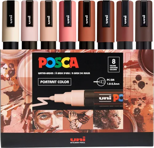 Miniatura 11 de Posca PC-5M Rotuladores de Pintura a Base de Agua, Punta Media Reversible (1.8-2.5mm), Tono Fresco, Pack de 8 Frío