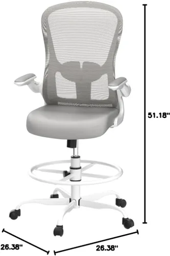 Miniatura 2 de Silla de dibujo, silla de oficina alta con reposabrazos abatibles, silla de escritorio de pie ergonómica ejecutiva para computadora, silla de dibujo