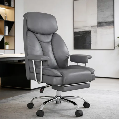 Silla de oficina grande y alta, asiento ancho de 500 libras, silla de oficina ergonómica ejecutiva con reposapiés retráctil y brazos acolchados,
