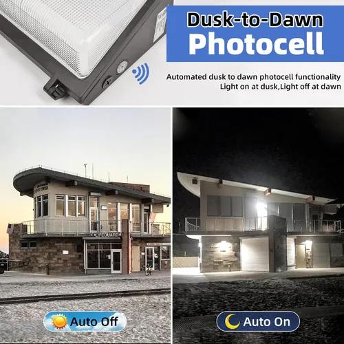 Miniatura 2 de hykolity Luz LED de Paquete de Pared de 120W con Sensor de Anochecer a Amanecer, 16200lm 5000K Luz de Día Iluminación de Seguridad Comercial