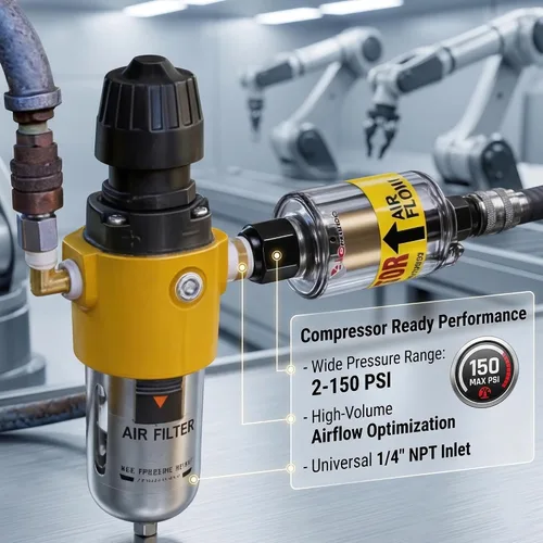 Miniatura 6 de LE LEMATEC Secador de aire para compresor - Separador de agua en línea y aceite para herramientas neumáticas, separador de humedad NPT de 1/4