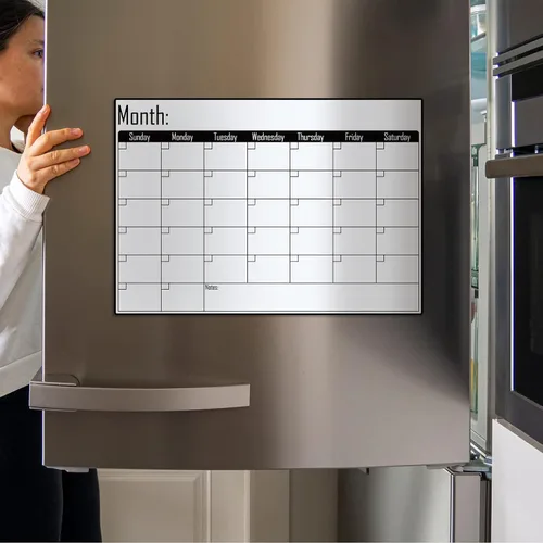 Miniatura 6 de Pizarra magnética con calendario mensual de borrado en seco, planificador de lista de comestibles de 16 x 12 pulgadas, calendario magnético