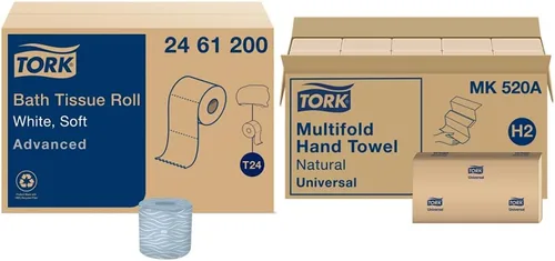 Miniatura 11 de Tork Advanced Toilet Paper Roll, White, Compatible with T24 Dispensers, 2-ply, Soft Tissue, 80 rolls x 500 sheets (2461200)