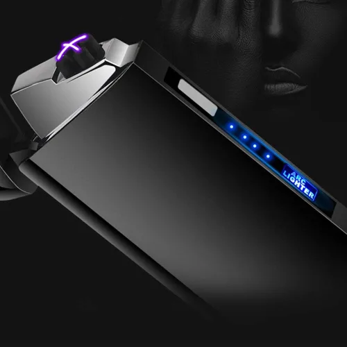 Miniatura 2 de Encendedor eléctrico de plasma de doble arco ancho, encendedor recargable por USB, resistente al viento, sin llama, encendedor de moda, sin butano