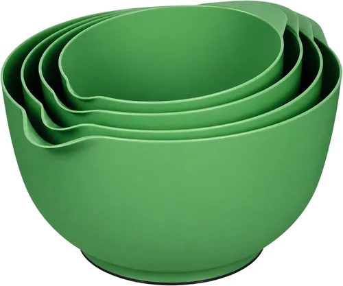 Miniatura 12 de BoxedHome Juego de cuencos de plástico anidables con boquilla de vertido, apto para microondas y lavavajillas, base antideslizante sin BPA, juego