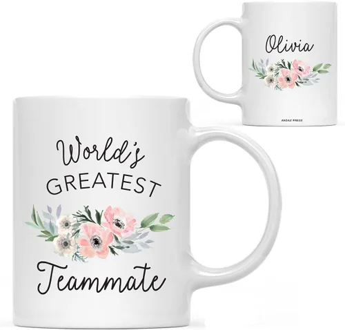 Miniatura 45 de Andaz Press Taza de café personalizada de 11 onzas, taza ejecutiva de relaciones públicas más grande del mundo, flor de anémona rosa, 1 paquete