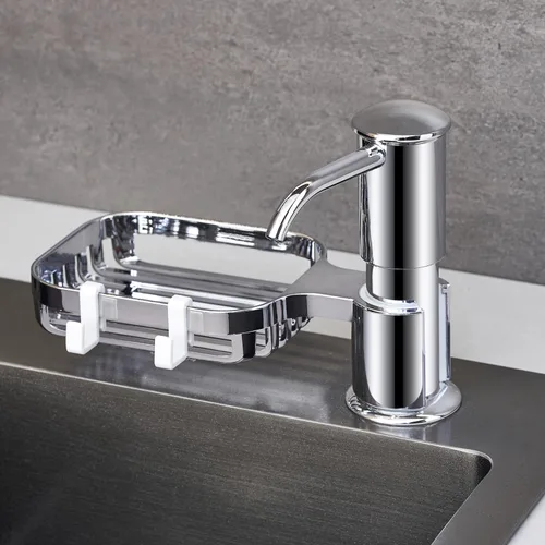 Miniatura 3 de Dispensador de jabón para fregadero con soporte para esponja, dispensadores de jabón integrados para fregadero de cocina, dispensador de jabón