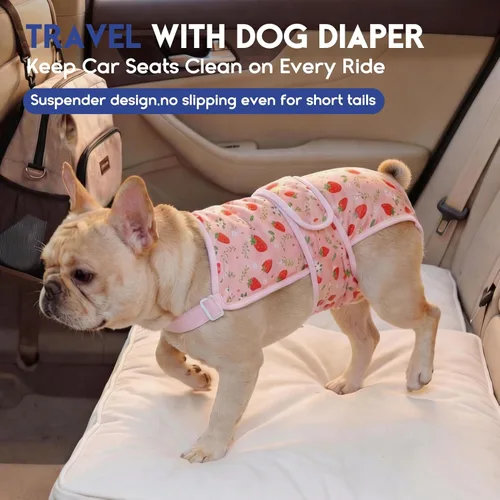 Miniatura 6 de ASENKU Paquete de 2 pañales para perras con tirantes, reutilizables, lavables, para perros pequeños, ropa interior para mascotas a prueba de fugas