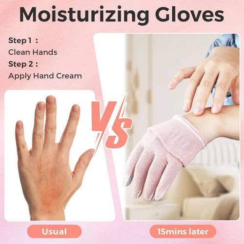 Miniatura 2 de Donfri 2 pares de guantes hidratantes de algodón para pantalla táctil durante la noche para SPA manos secas, cuidado de manos hidratantes día