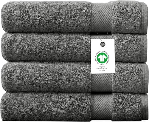 Miniatura 11 de Toalla de baño de felpa de algodón orgánico de lujo Certificado GOTS y OEKO-TEX Toallas de calidad hotelera premium Tecnología Feather Touch