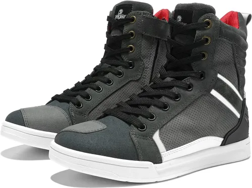 Miniatura 10 de BORLENI Botas de motocicleta para calle, zapatos de conducción antideslizantes, para senderismo al aire libre, trabajo, zapatos de trabajo