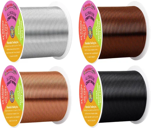 Miniatura 220 de Mandala Crafts - Alambre de aluminio anodizado de 8 calibre para hacer joyas - 9.75 m de alambre flexible negro colorido - Flexible para bonsái