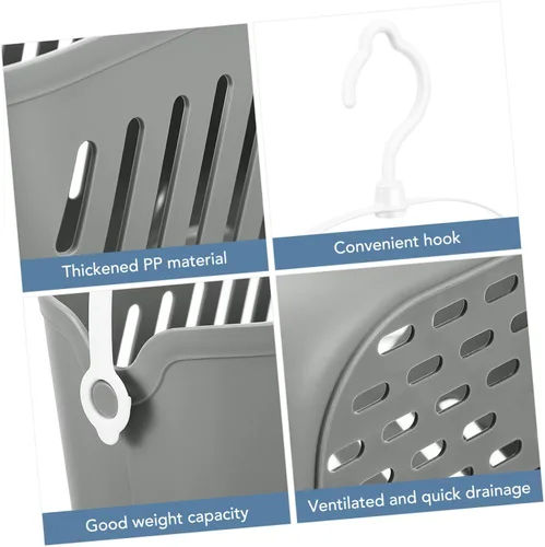 Miniatura 9 de Hemoton Cesta colgante para baño, cesta de almacenamiento de cocina, escurridor de pared, despensa, 1 unidad