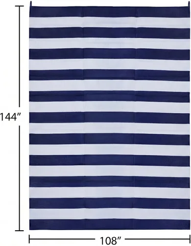 Miniatura 2 de FH Home - Alfombra para exteriores de camping, impermeable, resistente a la decoloración, reversible, plástico reciclado de alta calidad, a rayas