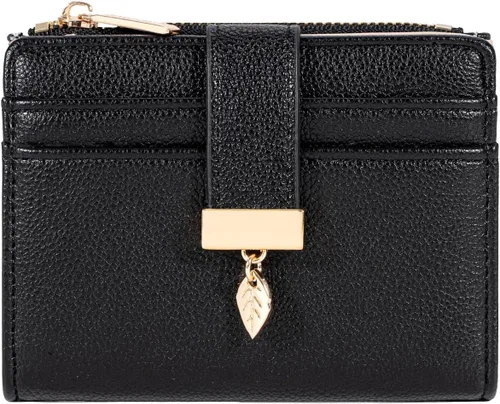 Miniatura 7 de Billetera pequeña para mujer, plegable, de piel suave, tarjetero con ventana de identificación, con cremallera, bolsillo para monedas, carteras
