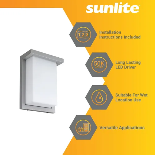 Miniatura 3 de Sunlite 81480 - Lámpara de pared LED moderna de 8 pulgadas, accesorio para exteriores, ajustable 3 CCT 3000K-5000K, 12 vatios, 600 lúmenes, pantalla