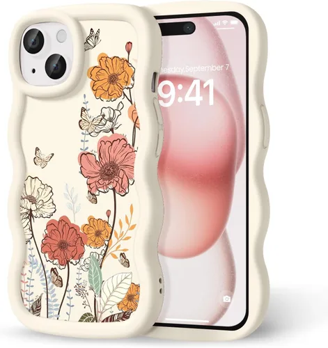 Miniatura 130 de Compatible con iPhone SE/8/7 Funda para Mujeres y Niñas, Marco Ondulado Rizado con Patrón Lindo, Estética Delgada Suave Silicona TPU Parachoques