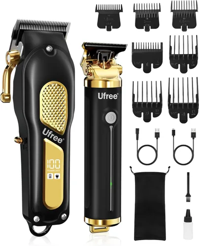 Ufree Juego de cortapelos para hombres, cortapelos y recortadores, cortapelos de peluquería inalámbricos, kit de aseo, regalos para hombres