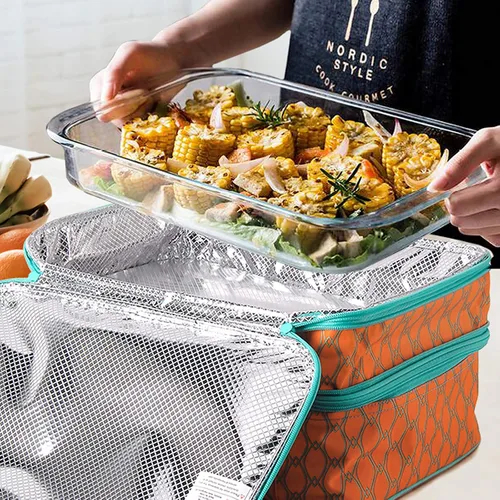 Miniatura 2 de MIER - Porta ollas doble aislada térmica para comidas, bolsa de almuerzo para fiestas de comida, pícnic, playa, se adapta a cacerola de 9 x 13