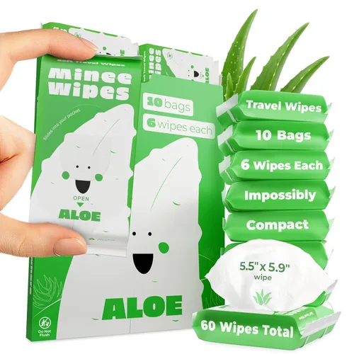 Toallitas de viaje Impossibly Compact - 99.5% de agua - Seguras para pieles sensibles, resellables, gruesas y duraderas - para adultos y niños -