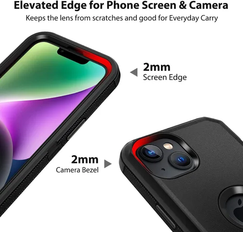 Miniatura 5 de Jiunai Funda para iPhone 14 Plus a Prueba de Golpes Antipolvo Protección de Servicio Pesado Protectora Antiarañazos de Doble Capa Resistente Rugosa