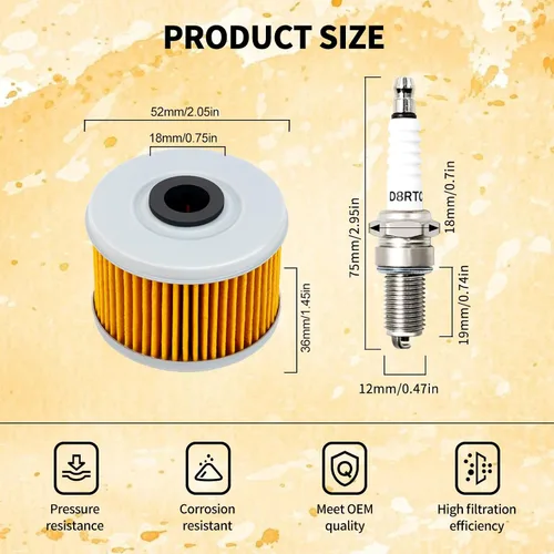 Miniatura 3 de TIANYAN 17254-HM8-000 Filtro de aire 15412-HM5-A10 Filtro de aceite con kits de bujías compatibles con Honda ATV Recon 250 TRX250TE TRX250TM TRX250X
