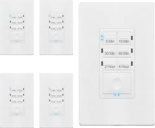 Miniatura 10 de ENERLITES Interruptor de temporizador de cuenta regresiva, ventilador y temporizador de luz, 5 minutos a 4 horas, indicador LED de luz nocturna