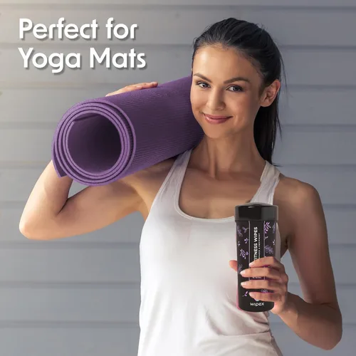 Miniatura 4 de Wipex Limpiador de esterillas de yoga y toallitas de fitness, limpiador natural de equipos de gimnasio de lavanda y vinagre, 75 toallitas