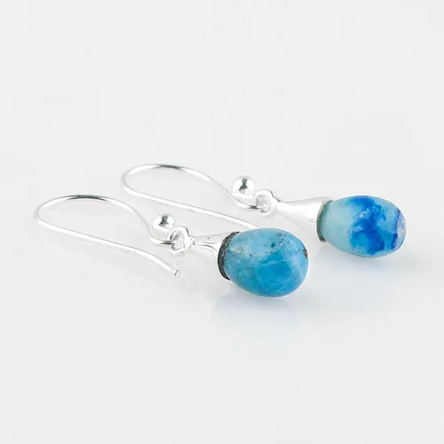 Miniatura 82 de Aretes de aro de cristal afganita natural Piedras afganas de alto grado Aretes chapados en plata Gota lisa Joyas de piedras preciosas hechas