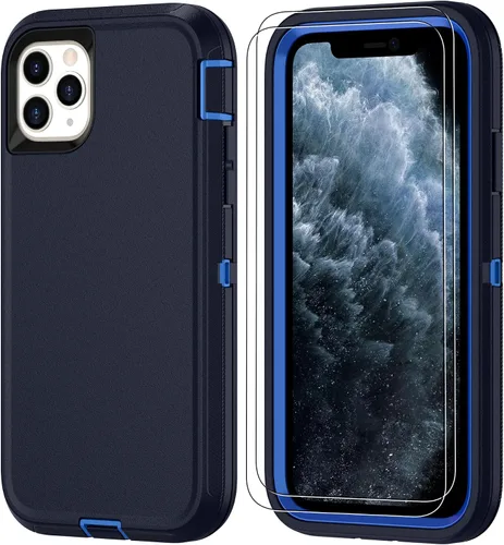 Miniatura 11 de Jshru para iPhone XR Funda con [2 Pack] Protector de Pantalla HD, [Grado Militar] 3-en-1 Resistente Protector de Cuerpo Completo a Prueba de Negro